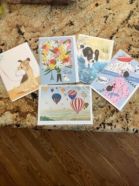 Dog lover’s set of 5 trader joe’s greeting cards thank you French